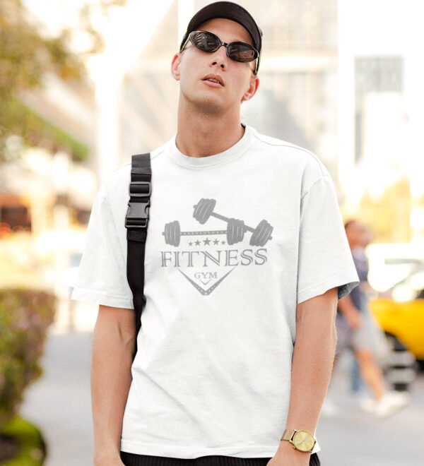 The Gym Fitness White Round Neck Cotton Half Sleeved Men's T-Shirt with Printed Graphics - Image 3