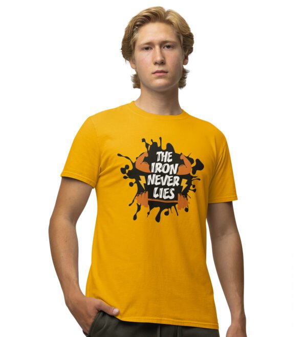 The Iron Never Lies Yellow Round Neck Cotton Half Sleeved Men's T-Shirt with Printed Graphics