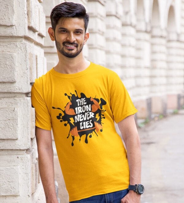 The Iron Never Lies Yellow Round Neck Cotton Half Sleeved Men's T-Shirt with Printed Graphics - Image 2