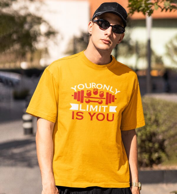 You're Limitless Yellow Round Neck Cotton Half Sleeved Men's T-Shirt with Printed Graphics - Image 2