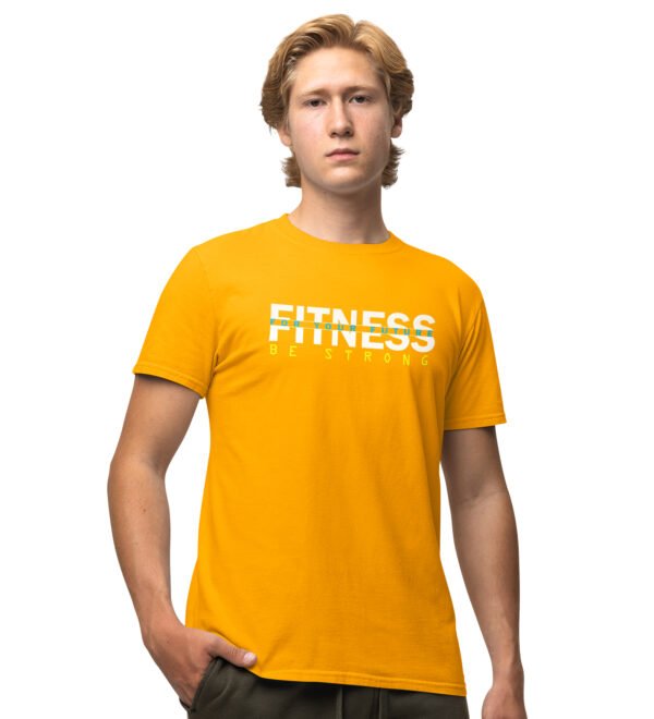 Fitness For Your Future Yellow Round Neck Cotton Half Sleeved Men's T-Shirt with Printed Graphics