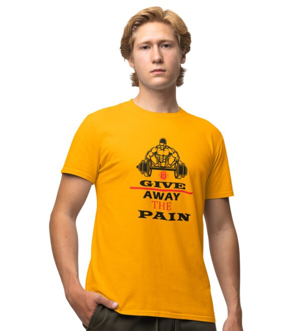 Give Away The Pain Yellow Round Neck Cotton Half Sleeved Men's T-Shirt with Printed Graphics