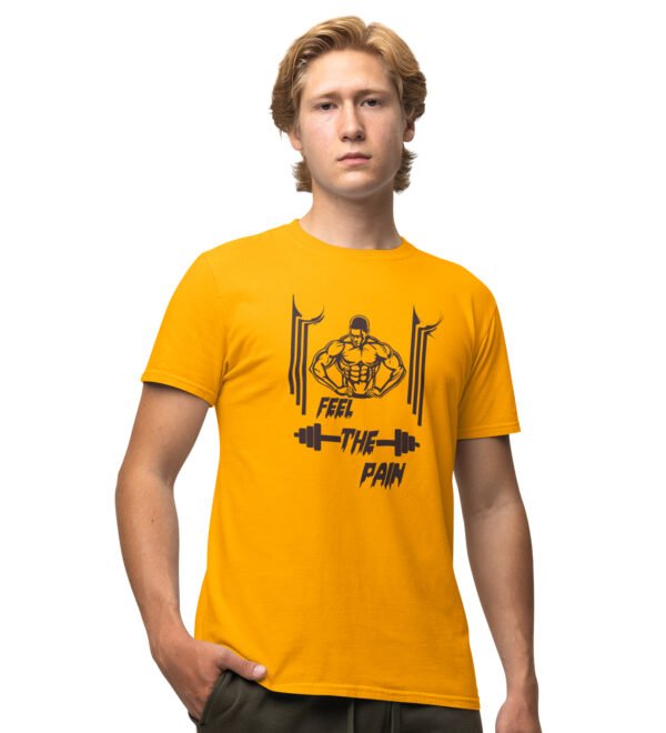 The Pain Yellow Round Neck Cotton Half Sleeved Men's T-Shirt with Printed Graphics