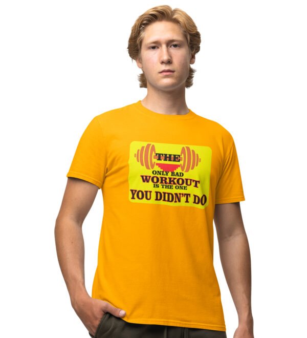 Bad Workout Yellow Round Neck Cotton Half Sleeved Men's T-Shirt with Printed Graphics