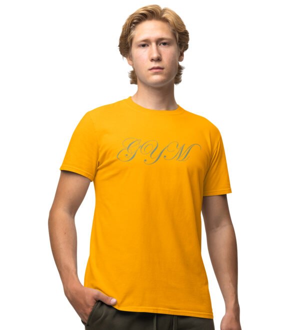 Gym Yellow Round Neck Cotton Half Sleeved Men's T-Shirt with Printed Graphics