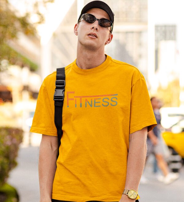 Fitness Yellow Round Neck Cotton Half Sleeved Men's T-Shirt with Printed Graphics - Image 2