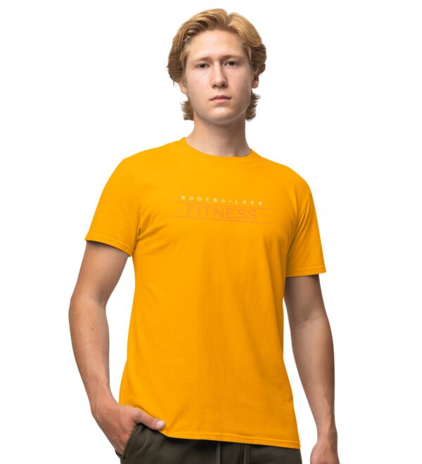 Bodybuilder, Fitness Yellow Round Neck Cotton Half Sleeved Men's T-Shirt with Printed Graphics