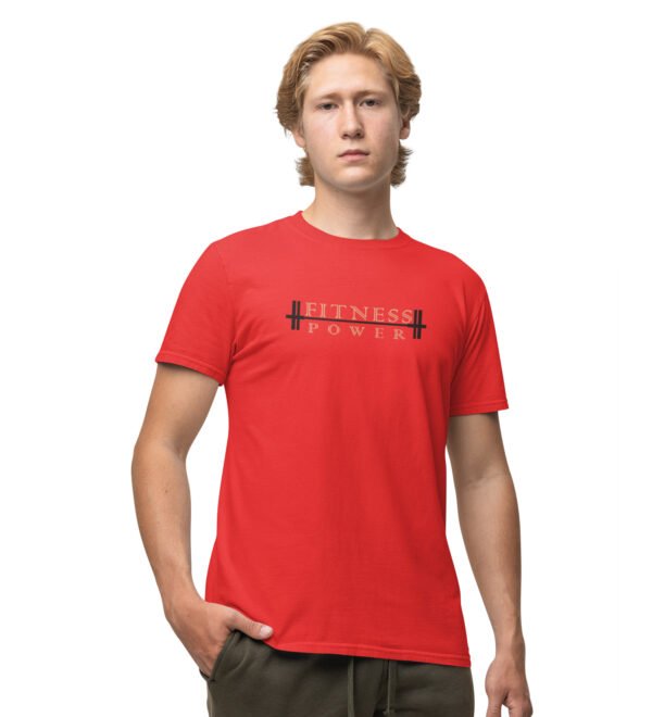 Fitness Power Red Round Neck Cotton Half Sleeved Men's T-Shirt with Printed Graphics