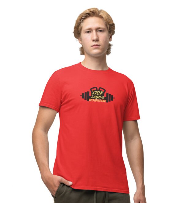 Stop Saying Tomorrow In Bar Red Round Neck Cotton Half Sleeved Men's T-Shirt with Printed Graphics