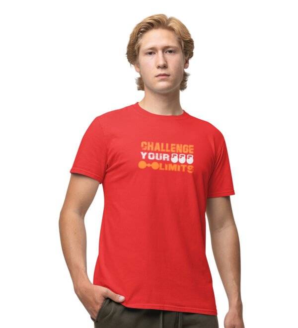 Challenge Your Limits Red Round Neck Cotton Half Sleeved Men's T-Shirt with Printed Graphics
