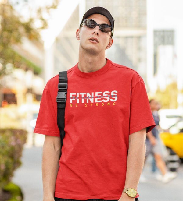 Fitness For Future Red Round Neck Cotton Half Sleeved Men's T-Shirt with Printed Graphics - Image 2