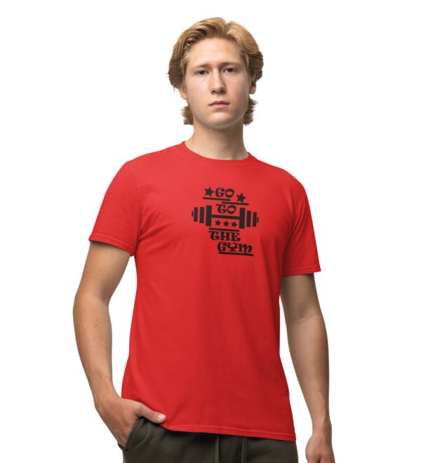 Go To The Gym Red Round Neck Cotton Half Sleeved Men's T-Shirt with Printed Graphics