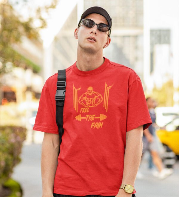 The Pain Red Round Neck Cotton Half Sleeved Men's T-Shirt with Printed Graphics - Image 3