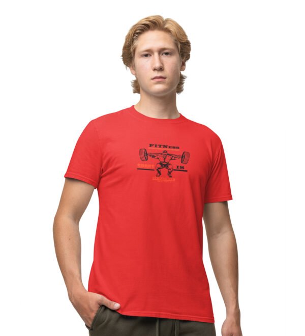 Sport Is Strong And Beautiful Red Round Neck Cotton Half Sleeved Men's T-Shirt with Printed Graphics