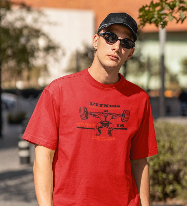Sport Is Strong And Beautiful Red Round Neck Cotton Half Sleeved Men's T-Shirt with Printed Graphics - Image 3