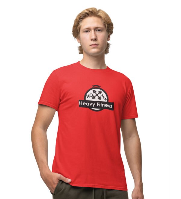 Heavy Fitness Red Round Neck Cotton Half Sleeved Men's T-Shirt with Printed Graphics