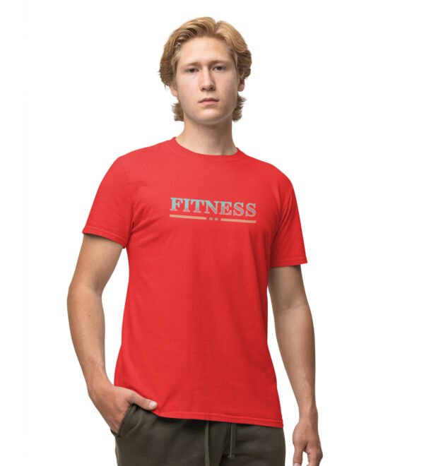 Fitness (BG Blue and Grey) Red Round Neck Cotton Half Sleeved Men's T-Shirt with Printed Graphics