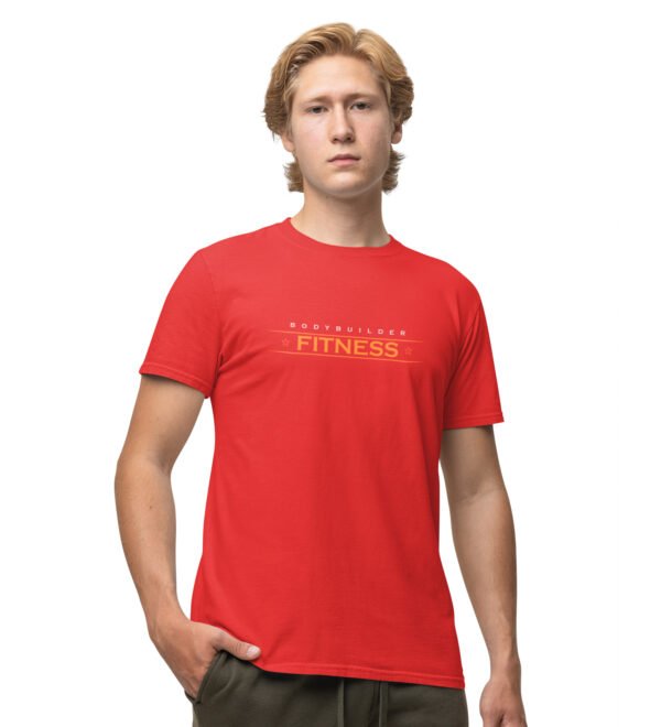 Bodybuilder Fitness Red Round Neck Cotton Half Sleeved Men's T-Shirt with Printed Graphics
