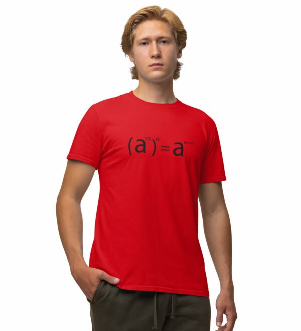 (a square m)n= a square mxn - Clothes for Mathematics Lover - Suitable for Math Lover Person Red Round Neck Cotton Half Sleeved T-Shirt with Printed Graphics