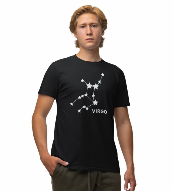 Virgo stars - Black Round Neck Cotton Half Sleeved T-Shirt with Printed Graphics