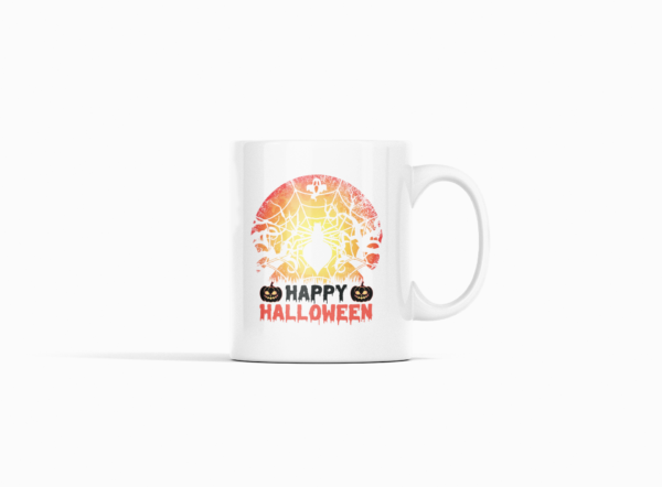 Happy Halloween Spider Web Printed Ceramic Coffee Mug 250 Ml