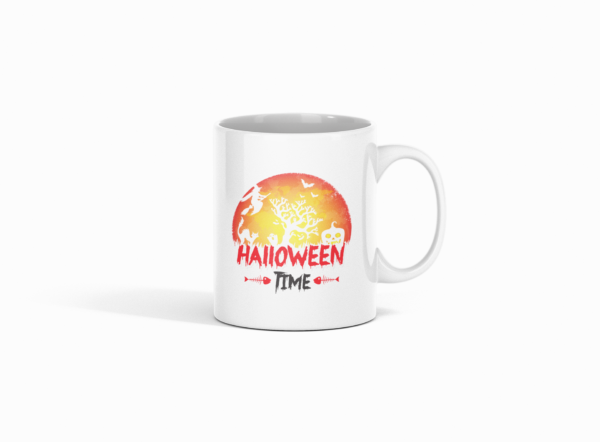 Halloween Time, Fish Bones Printed Ceramic Coffee Mug 250 Ml