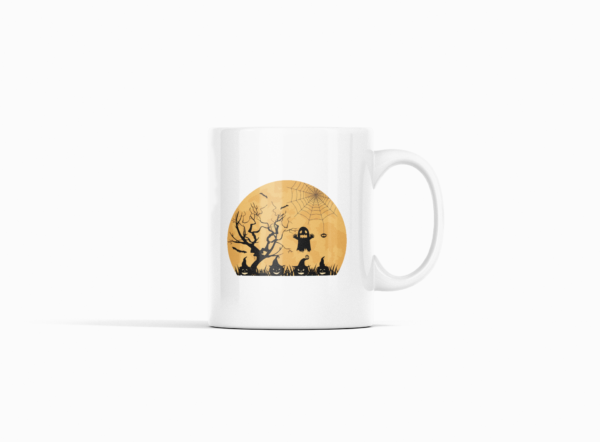 Halloween Scary Semi Circle Printed Ceramic Coffee Mug 250 Ml
