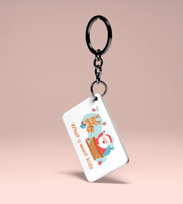 Santas Classic Laugh Design Key Chain ' Christmas Edition Printed Key Chain |Gift For Friends Family Boys Girls (Pack of 2) - Image 4