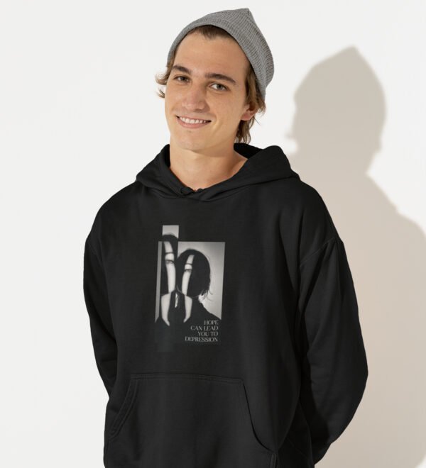 No Love No Hope, Statement Piece: Black Stylish Front Graphic Hoodies for Men - Image 3