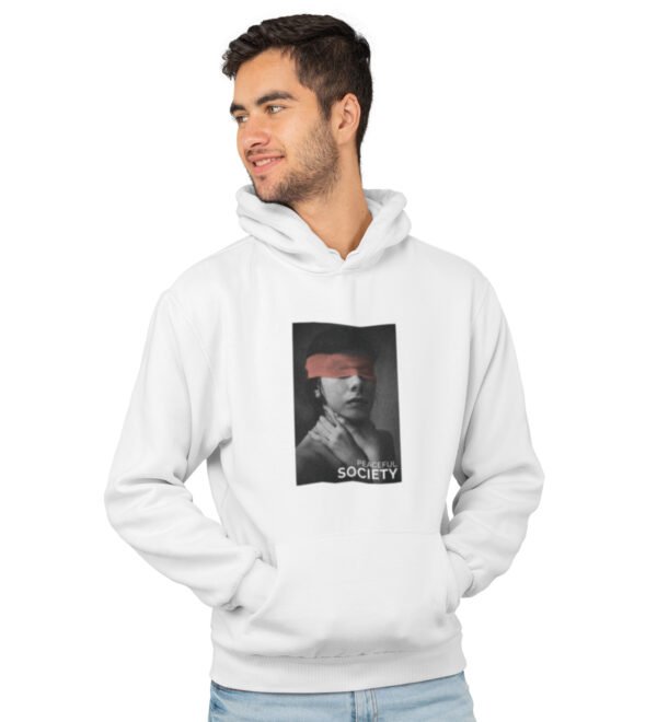 Conquered, Street Artistry: White Trendy Front Graphic Oversized Hoodie - Men's Edition