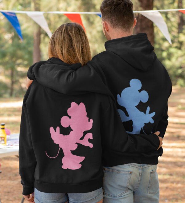 From One Heart to Another Printed matching black hoodies for couples, ideal for Valentine's Day. - Image 3