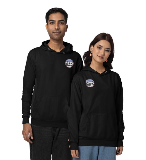 Caught in Your Heart Bait and Hook Printed matching black hoodies for couples, ideal for Valentine's Day.