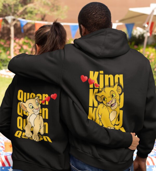 A Kingdom of Love King and Queen Printed Couple Hoodies Matching Valentine's Day Hoodies for Couples - Image 2