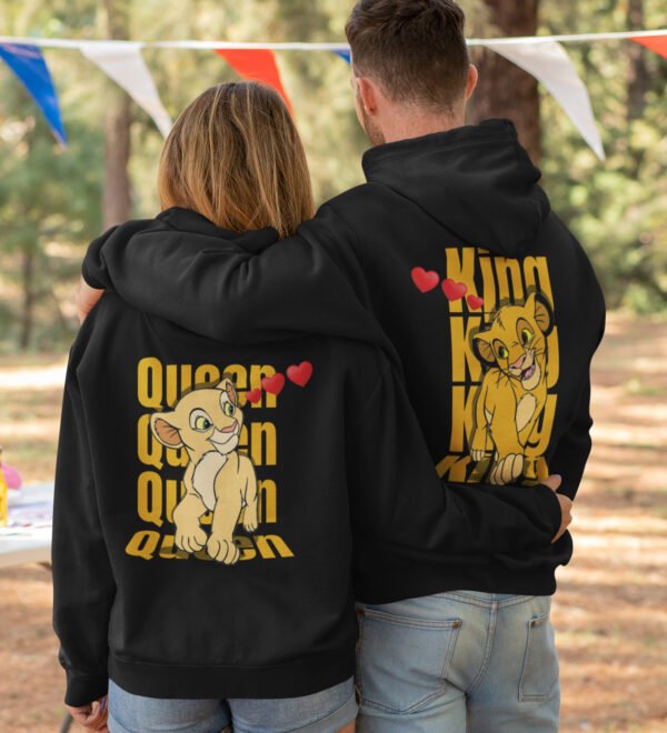 A Kingdom of Love King and Queen Printed Couple Hoodies Matching Valentine's Day Hoodies for Couples - Image 3