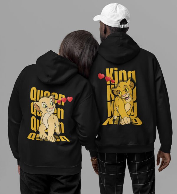 A Kingdom of Love King and Queen Printed Couple Hoodies Matching Valentine's Day Hoodies for Couples - Image 4