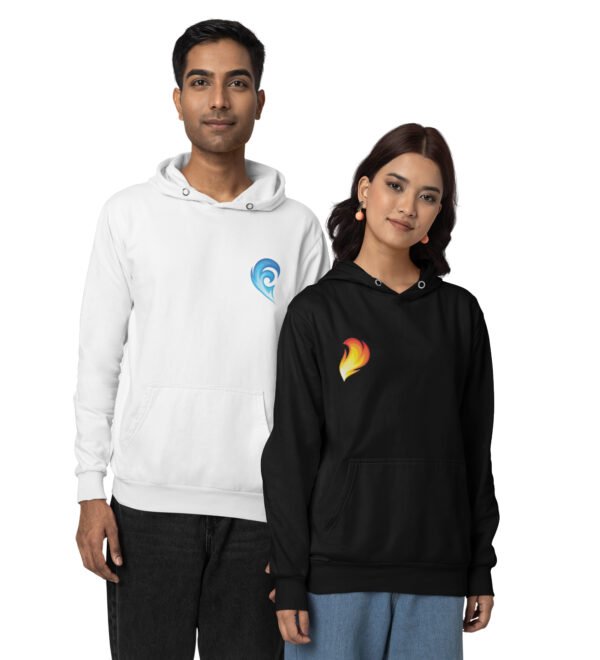 Together in Balance Fire & Water Printed Couple Hoodies Matching Valentine's Day Hoodies for Couples