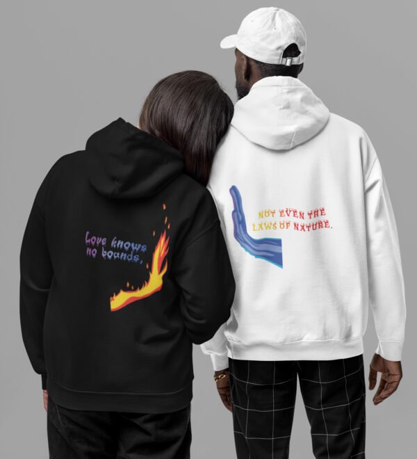 Together in Balance Fire & Water Printed Couple Hoodies Matching Valentine's Day Hoodies for Couples - Image 4