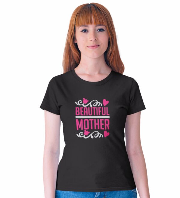 Best Mom Black Round Neck Cotton Half Sleeved Women's T-Shirt with Printed Graphics
