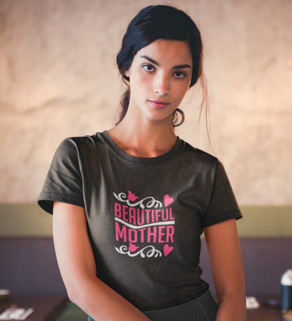 Best Mom Black Round Neck Cotton Half Sleeved Women's T-Shirt with Printed Graphics - Image 3