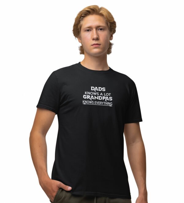 Granpa Knows Everything Regular fit Half Slevees Round Neck Pure Cotton Black Tshirt For Men