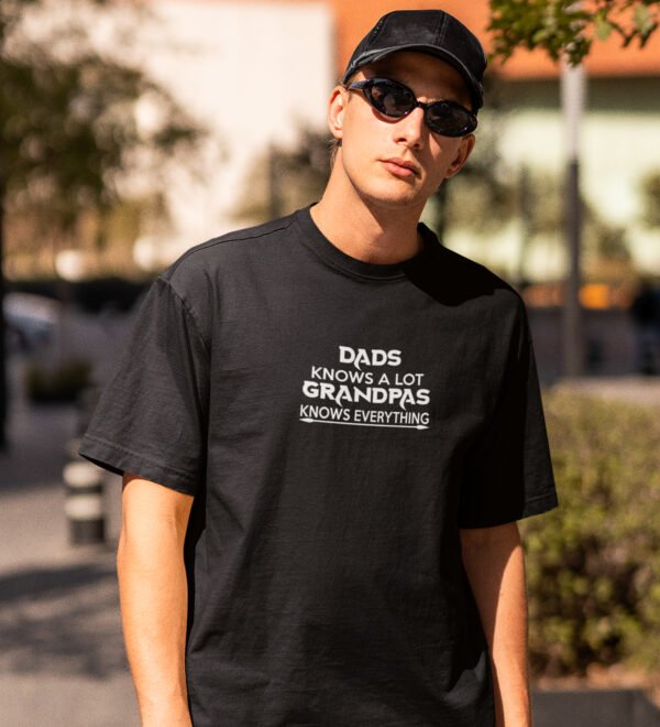 Granpa Knows Everything Regular fit Half Slevees Round Neck Pure Cotton Black Tshirt For Men - Image 3