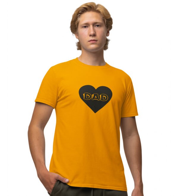 Dad Yellow Round Neck Cotton Half Sleeved Men's T-Shirt with Printed Graphics