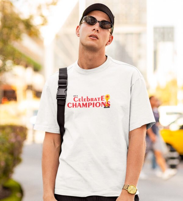 Let's Celebrate Champions - White - Printed - Sports cool Men's T-shirt - Image 3