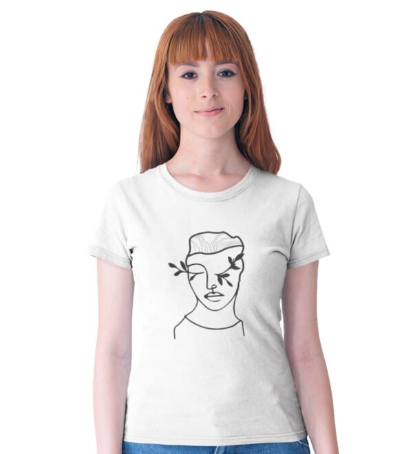 Eyes Of Nature White Round Neck Cotton Half Sleeved Women's T-Shirt with Printed Graphics