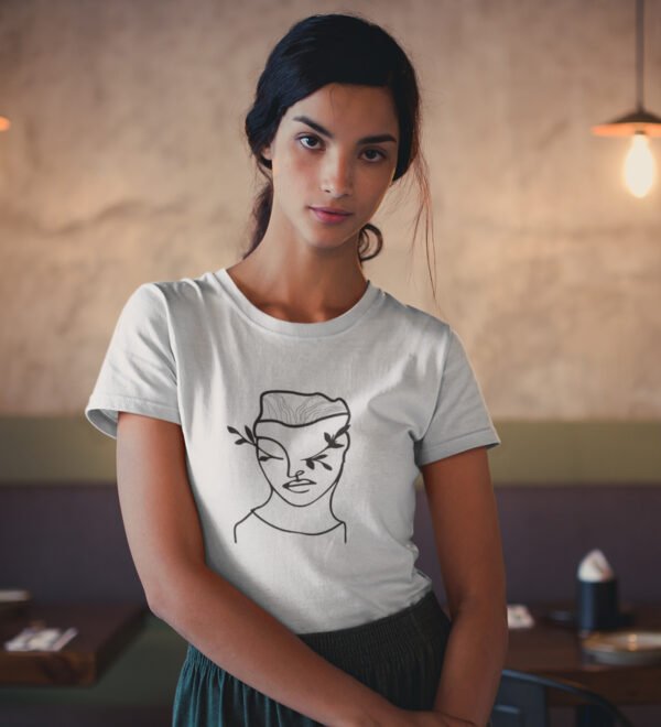 Eyes Of Nature White Round Neck Cotton Half Sleeved Women's T-Shirt with Printed Graphics - Image 2