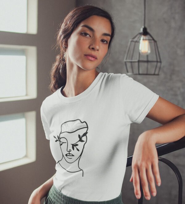Eyes Of Nature White Round Neck Cotton Half Sleeved Women's T-Shirt with Printed Graphics - Image 3