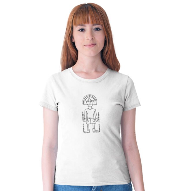 Smart Girl White Round Neck Cotton Half Sleeved Women's T-Shirt with Printed Graphics