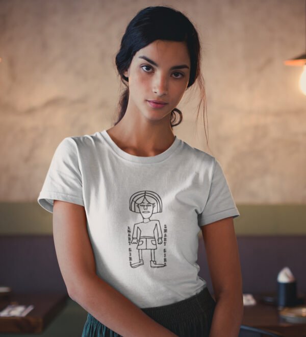Smart Girl White Round Neck Cotton Half Sleeved Women's T-Shirt with Printed Graphics - Image 2