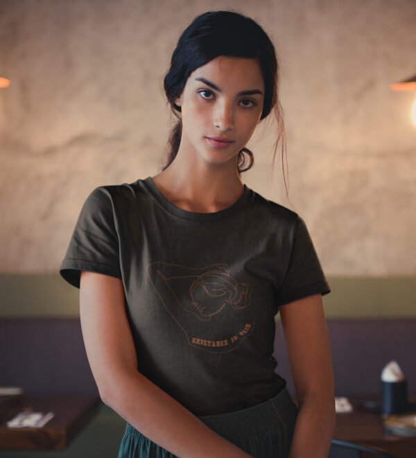 Existence Is Pain Black Round Neck Cotton Half Sleeved Women's T-Shirt with Printed Graphics - Image 2