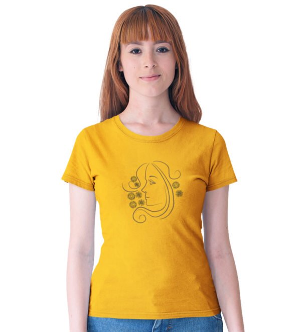 Pretty Women Yellow Round Neck Cotton Half Sleeved Women's T-Shirt with Printed Graphics